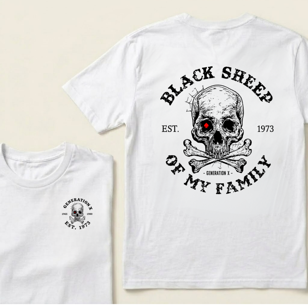 Custom EST.Year Customize GenX Black Sheep Of My Family T-Shirt