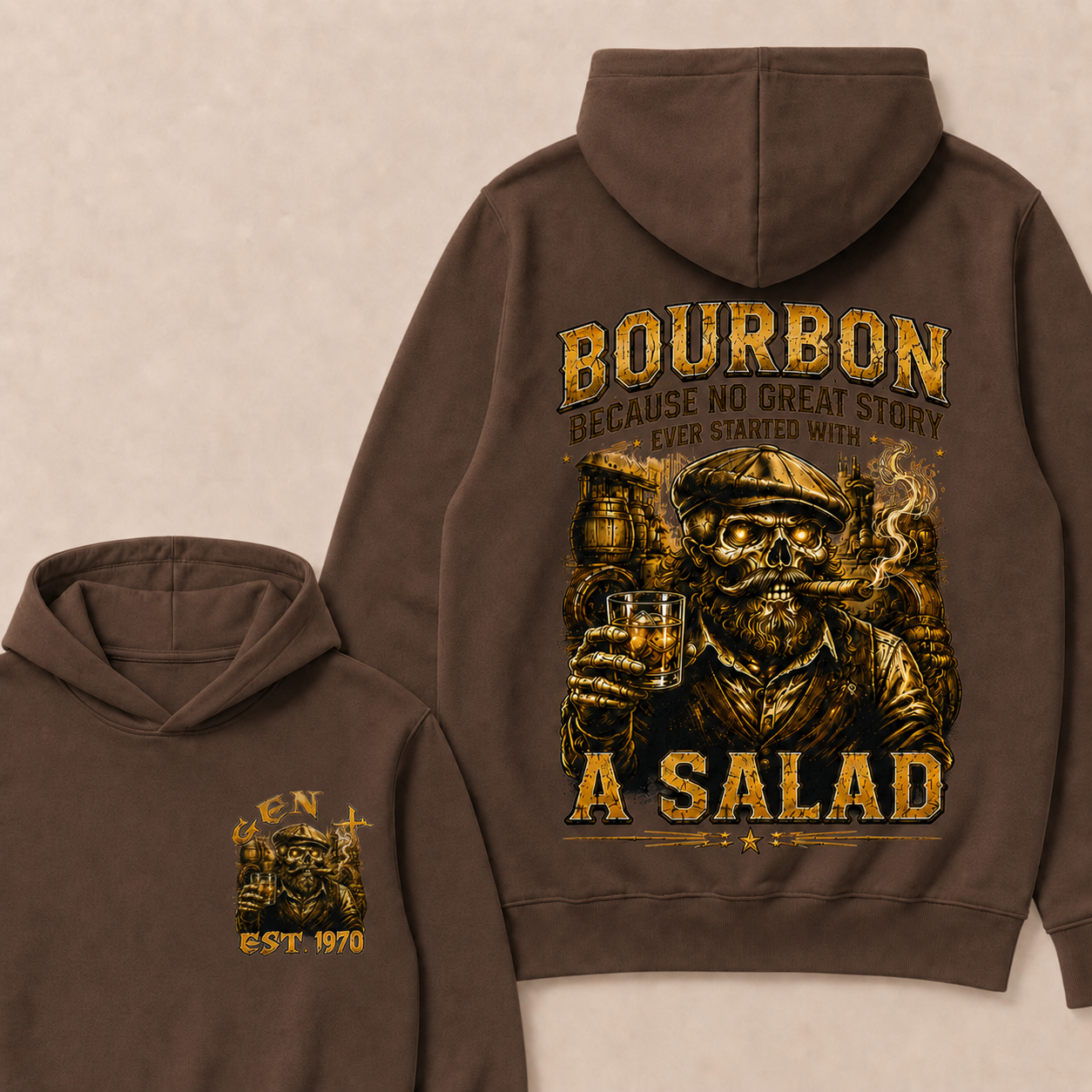 Bourbon Because No Great Story Ever Started With A Salad Custom Year Hoodie