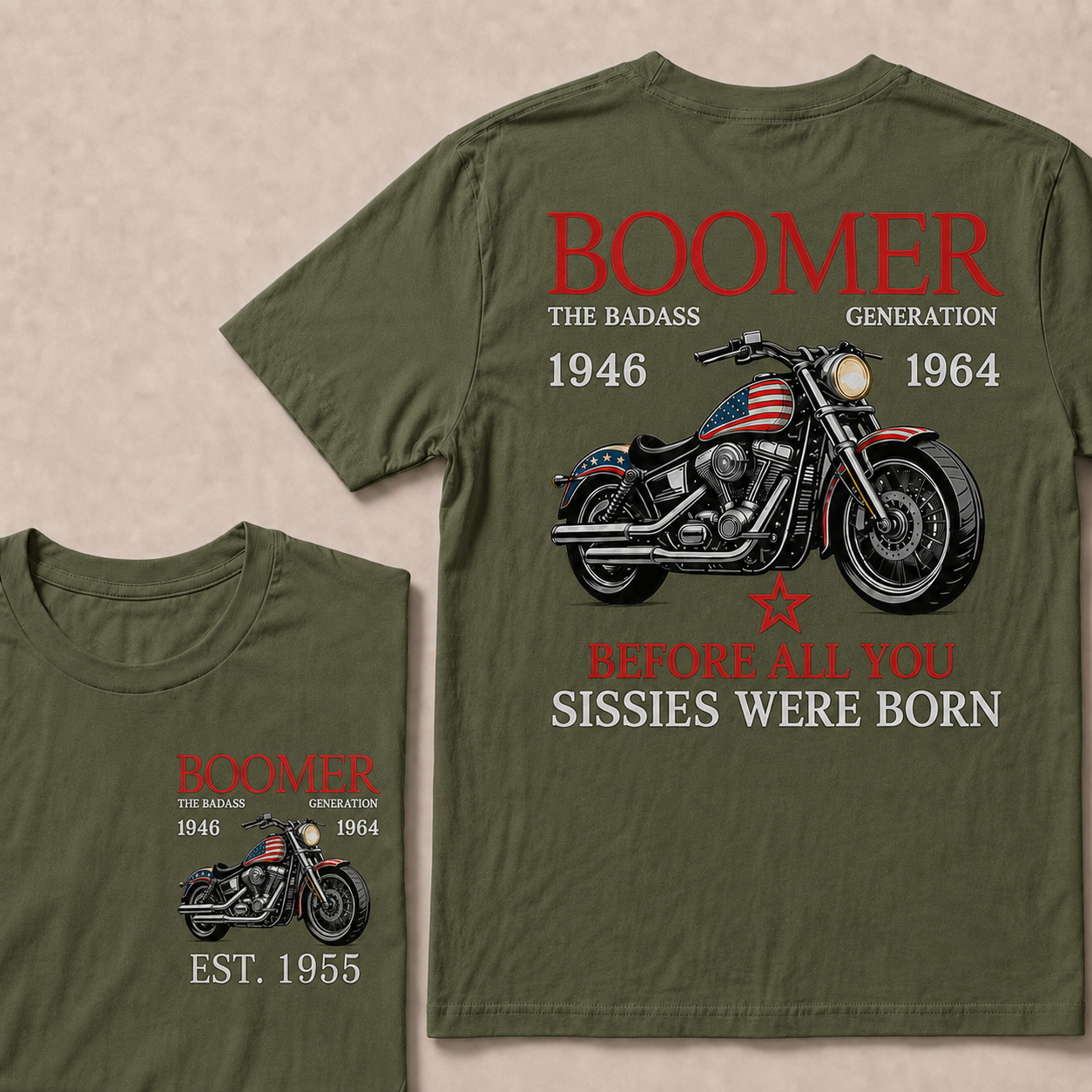 Boomer The Badass Generation Motorcycle rider Custom EST.Year T-shirts